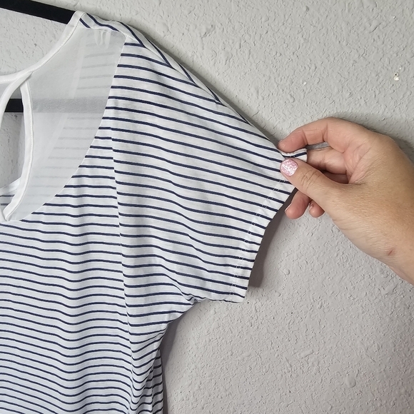 American Eagle Outfitters Nautical Striped‎ Short Sleeve Blouse Womens S Small - Picture 7 of 9